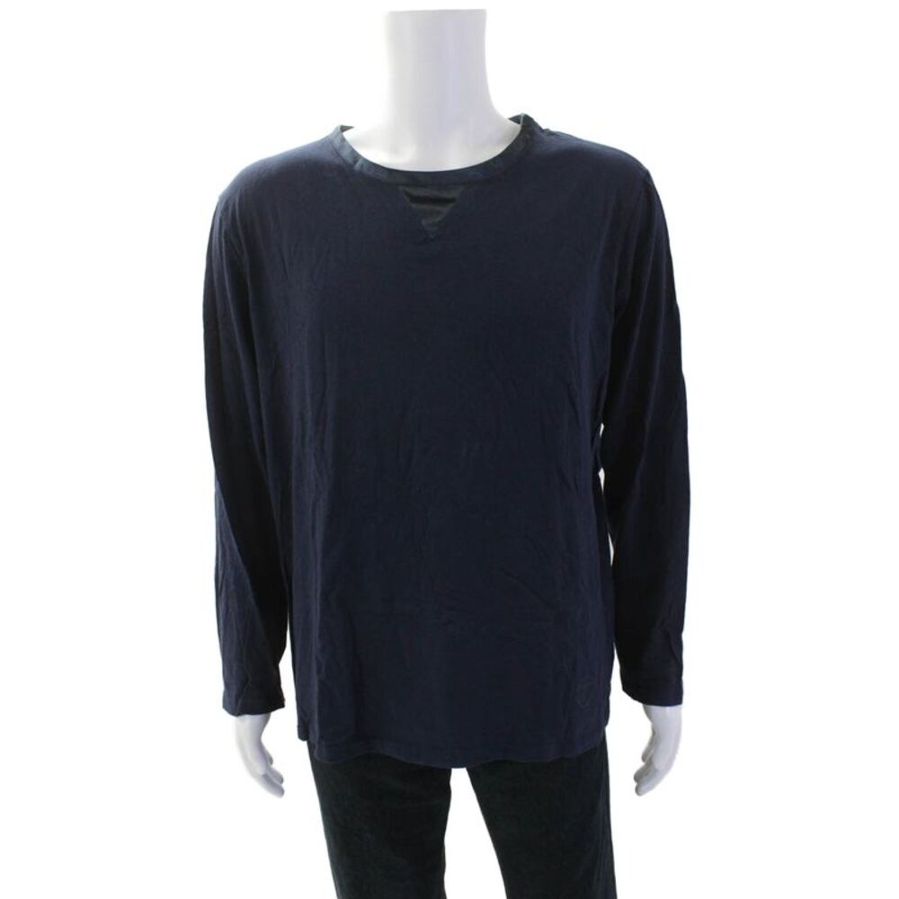 Temperley London Mens LOng Sleeve Scoop Neck Classic Tee Shirt Navy Size Large